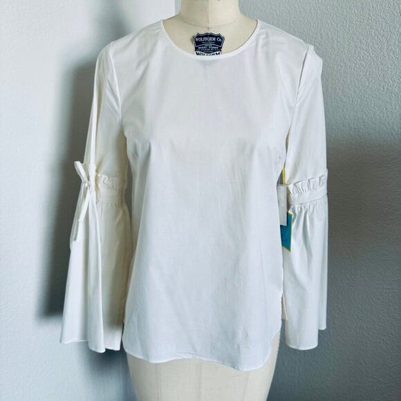 CeCe Tops - CeCe | NWT - White Flare Sleeve Cotton Blouse size XS